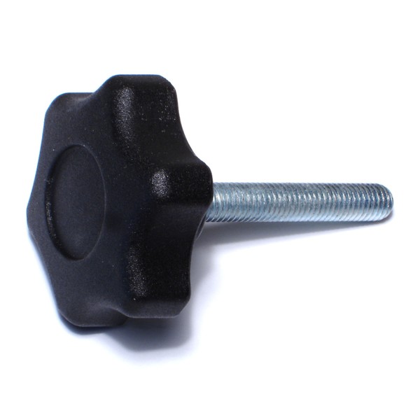 Midwest Fastener 8mm-1.25 x 50mm Black Plastic Coarse Male Threaded Stud Fluted Knobs 2PK 78007